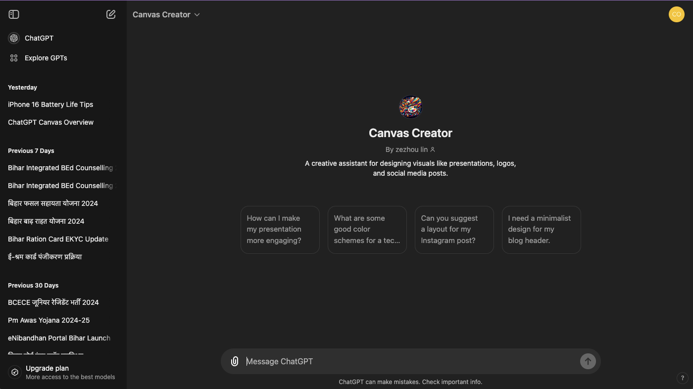 ChatGPT Canvas Creator